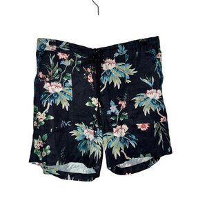 NWT Johnny Was Black Floral Linen Walking Shorts Size S